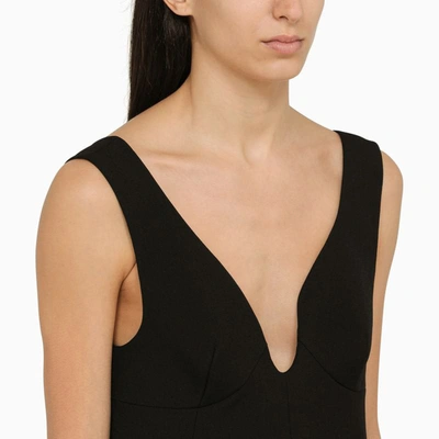Shop Jil Sander Black Low-cut Long Dress In Beige