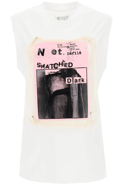 Shop Maison Margiela Tank T-shirt With Removable Print In White