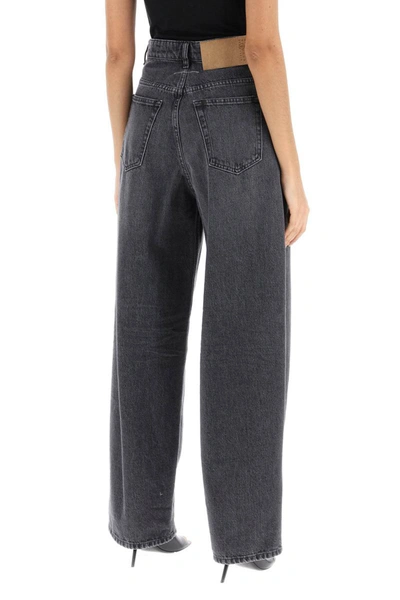 Shop Mm6 Maison Margiela Distressed Jeans With Wide Leg In Grey