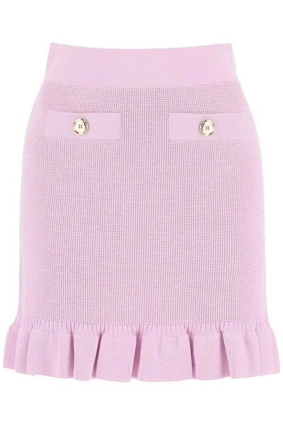 Shop Pinko Kalmia Knitted Mini Skirt In Purple