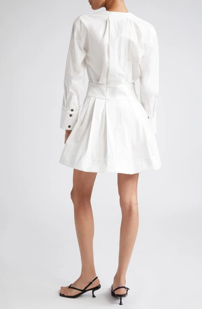 Shop Proenza Schouler Long Sleeve Stretch Cotton Poplin Minidress In White