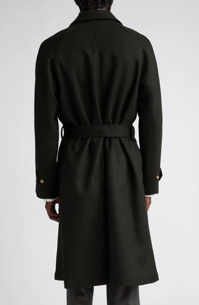 Shop De Bonne Facture Grandad Oversize Belted Wool Trench Coat In Forest Green