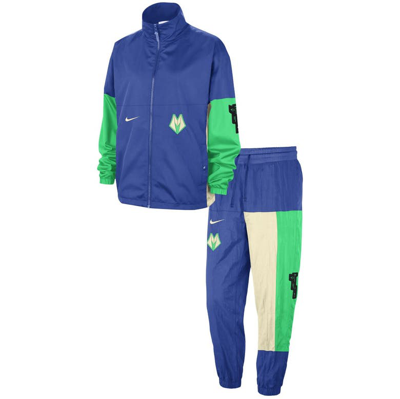 Shop Nike Royal Milwaukee Bucks 2023/24 City Edition Courtside Starting Five Full-zip Jacket & Pants Set