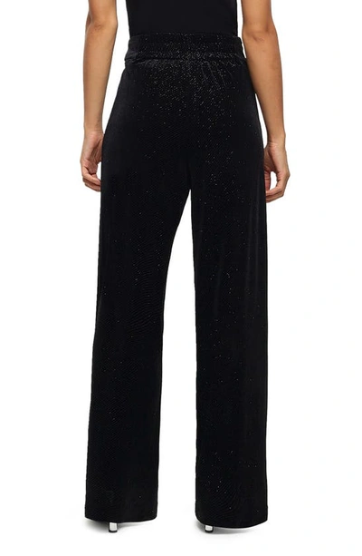 Shop River Island Sparkle Slim Fit Velvet Trousers In Black