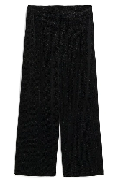 Shop River Island Sparkle Slim Fit Velvet Trousers In Black
