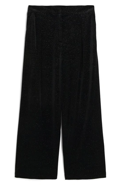 River Island Sparkle Slim Fit Velvet Trousers In Black
