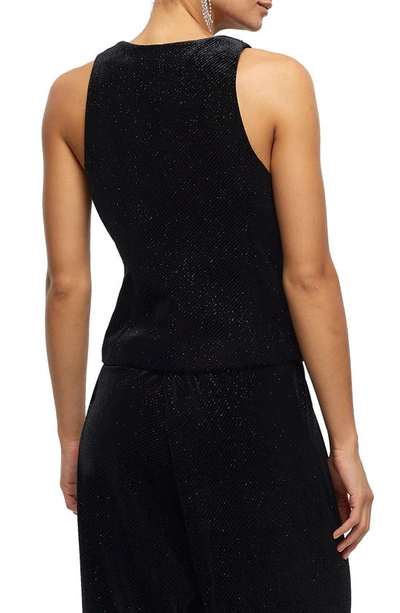 River Island Sparkle Button Front Waistcoat In Black