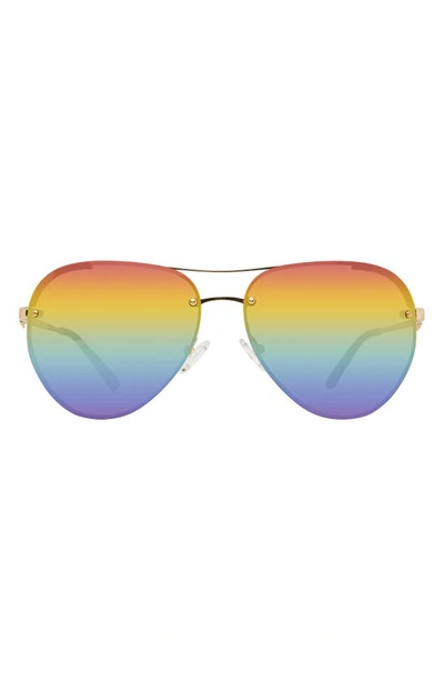 Shop Kurt Geiger 60mm Aviator Sunglasses In Gold Black/ Rainbow