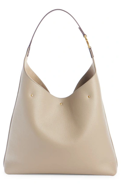 Chloé Marcie Hobo Bag In Grained Leather Grey Size Onesize 100% Calf-skin Leather In Motty Grey 23w
