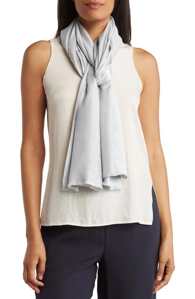 Shop Vince Camuto Oversized Satin Pashmina Wrap In Quiet Grey