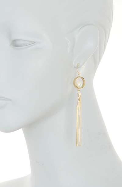 Shop Area Stars Imitation Pearl Tassel Drop Earrings In Gold