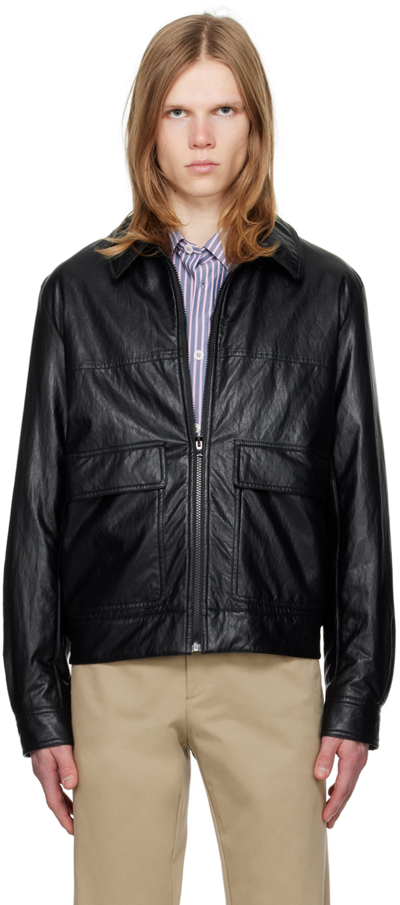 Shop Apc Black Bob Faux-leather Jacket In Lzz Black