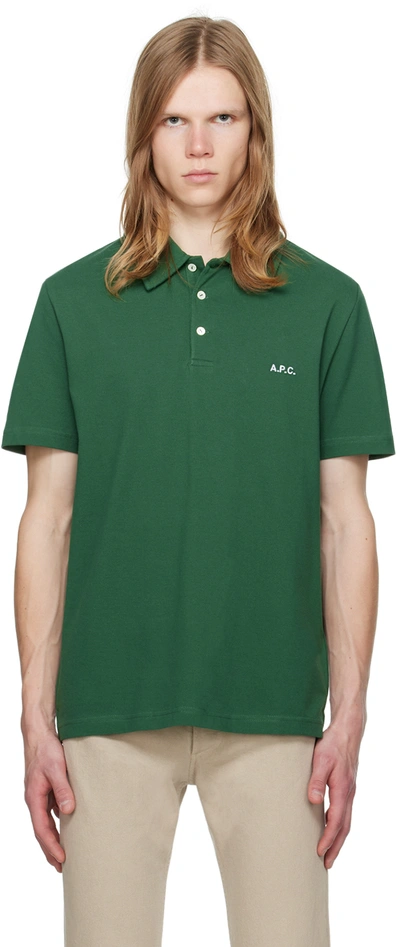 Shop Apc Green Austin Polo In Kaf Dark Green