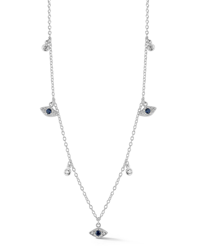 Sphera Milano Silver Cz Eye Charm Choker Necklace