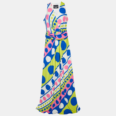Pre-owned Boutique Moschino Multicolor Printed Jersey Sleeveless Maxi Dress M