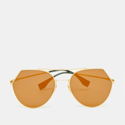 Pre-owned Fendi Gold Tone/gold Ff0194/s Aviator Sunglasses