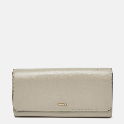 Pre-owned Furla Grey Leather Flap Continental Wallet