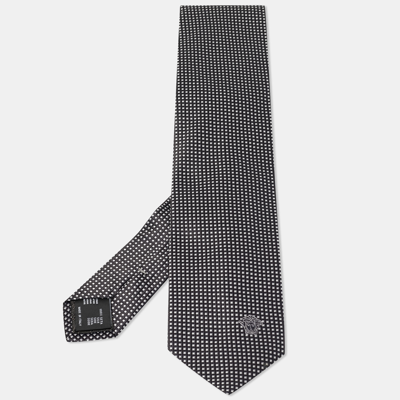 Pre-owned Versace Monochrome Square Pattern Silk Tie In Black
