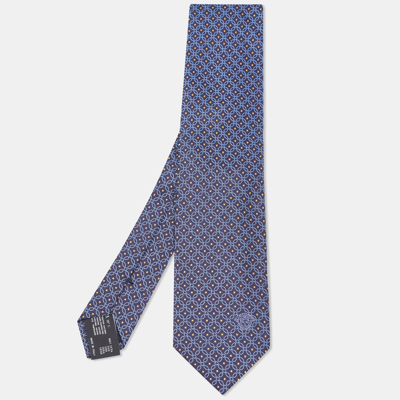 Pre-owned Versace Blue Patterned Silk Tie