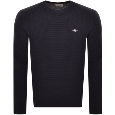 Shop Gant Textured Sweatshirt Navy