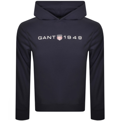 Shop Gant Logo Hoodie Navy