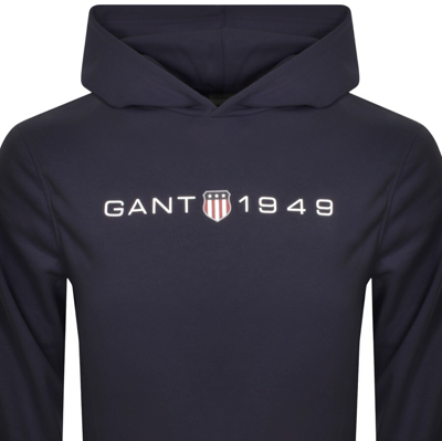 Shop Gant Logo Hoodie Navy