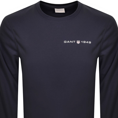 Shop Gant Regular Shield Crew Neck Sweatshirt Navy