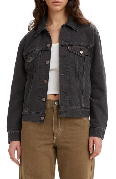 Shop Levi's® Ex-boyfriend Cotton Trucker Jacket In Back In Black
