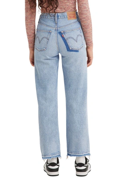 Shop Levi's® Ribcage Ripped High Waist Ankle Straight Leg Jeans In Z6770 Light Indigo Destructed