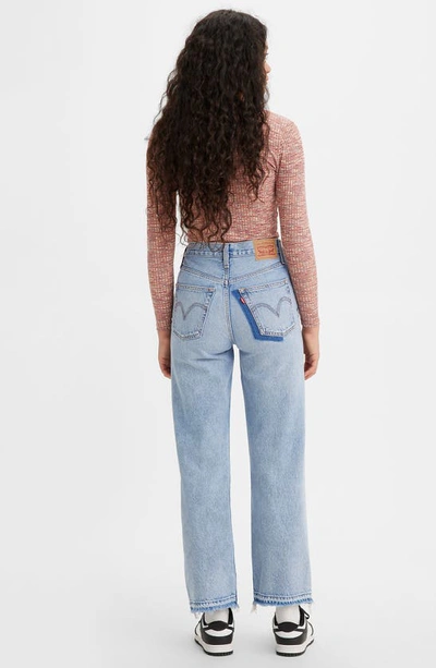 Shop Levi's® Ribcage Ripped High Waist Ankle Straight Leg Jeans In Z6770 Light Indigo Destructed