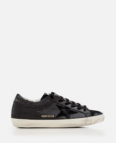 Shop Golden Goose Super Star Leather Sneakers In Black