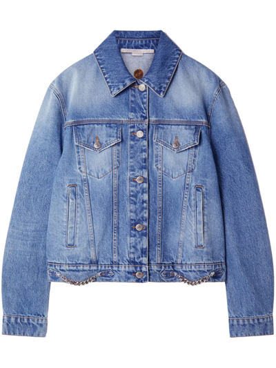 Shop Stella Mccartney Falabella Denim Jacket With Chain In Blue