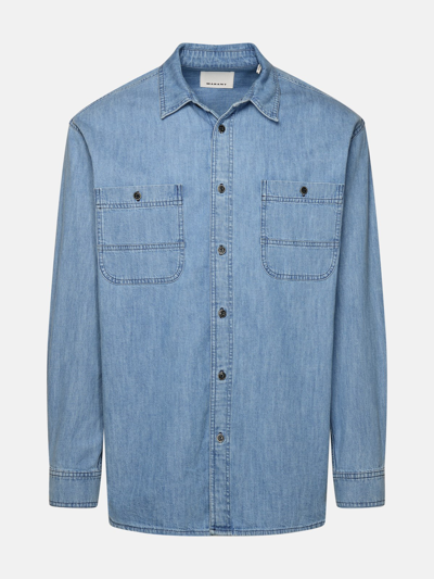 Shop Isabel Marant 'vhelynton' Blue Cotton Shirt