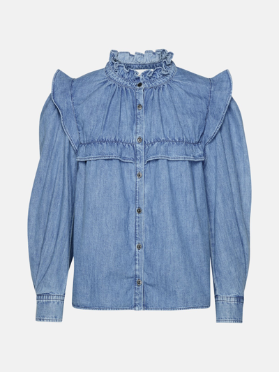 Shop Marant Etoile 'idety' Blue Cotton Shirt