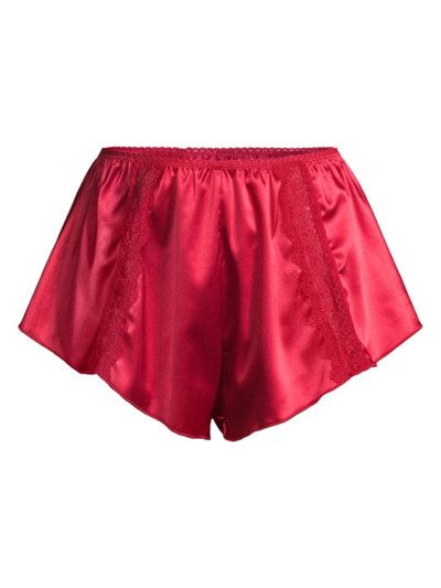 Shop Kat The Label Women's Lucille Lace-trimmed Satin Shorts In Red
