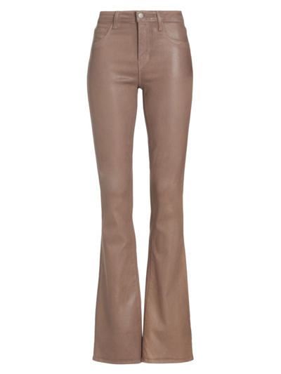 Shop L Agence Women's Selma Coated High-rise Bootcut Jeans In Deep Taupe Coated