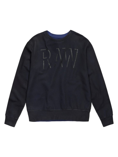 Shop G-star Raw Men's Coated Logo Crewneck Sweatshirt In Cobbler Dark Navy