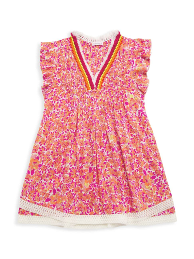 Shop Poupette St Barth Little Girl's & Girl's Sasha Mini Dress In Pink Net