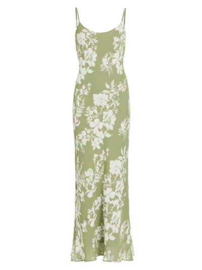 Shop Reformation Women's Parma Floral Slip Maxi Dress In Willow