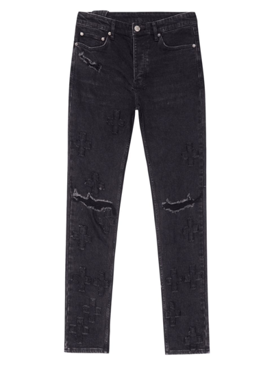 Shop Ksubi Men's Chitch Kraftwork Distresed Slim-fit Jeans In Black