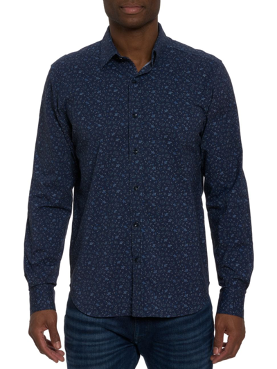 Shop Robert Graham Men's Schneider Floral Button-front Shirt In Navy