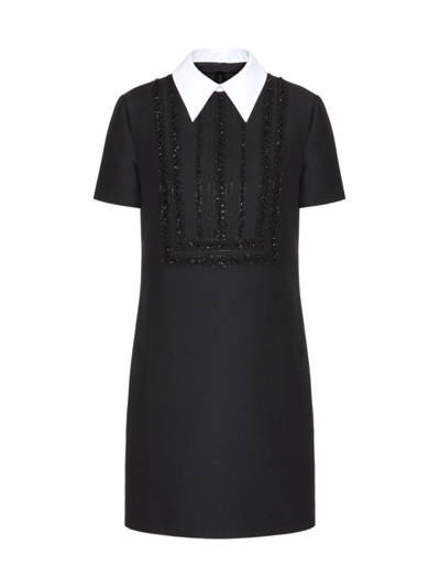 Shop Valentino Women's Crepe Couture Short Dress In Black White