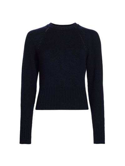 Shop Fabiana Filippi Women's Cashmere Crewneck Crop Sweater In Blue Notte