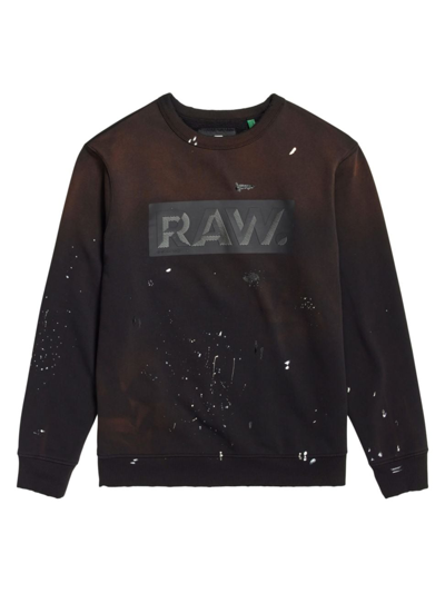 Shop G-star Raw Men's Splatter Logo Cotton-blend Sweatshirt In Black Painted