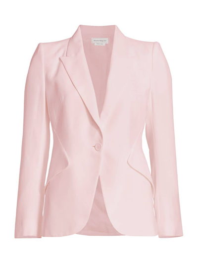 Shop Alexander Mcqueen Women's Tailored Peak-lapel Jacket In Pale Pink