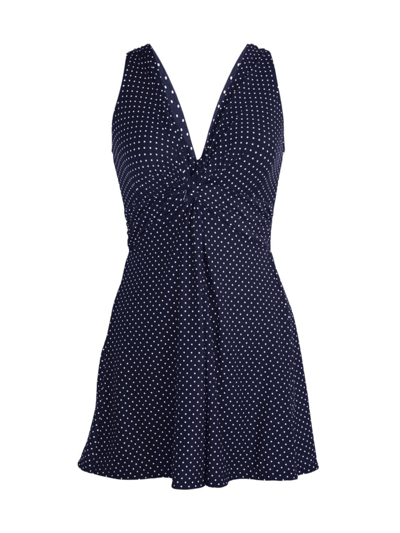 Shop Miraclesuit Swim Women's Pin Point Marais Polka Dot Swim Dress In Midnight Blue