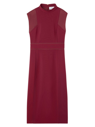 Shop St John Women's Collection Line Sleeveless Cady Midi-dress In Raspberry