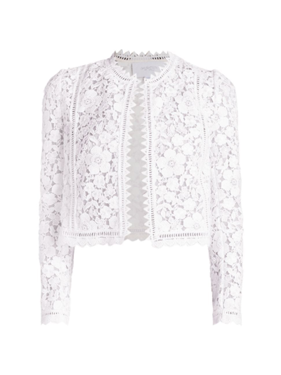 Shop Giambattista Valli Women's Cotton-lace Crop Jacket In Ivory