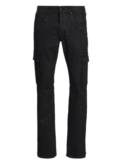 Shop Purple Brand Men's Coated Stretch Flare Jeans In Black