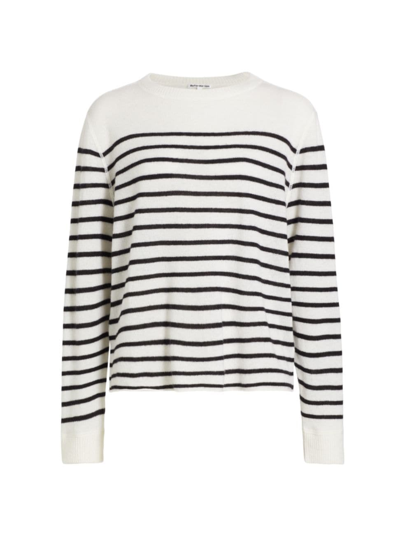 Shop Reformation Women's Cashmere Boyfriend Sweater In Gossamer Black Stripe